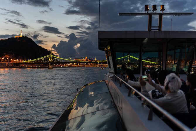 Budapest Danube River Sightseeing Night Cruise with Drink - Parliament and the Chain Bridge centerpiece