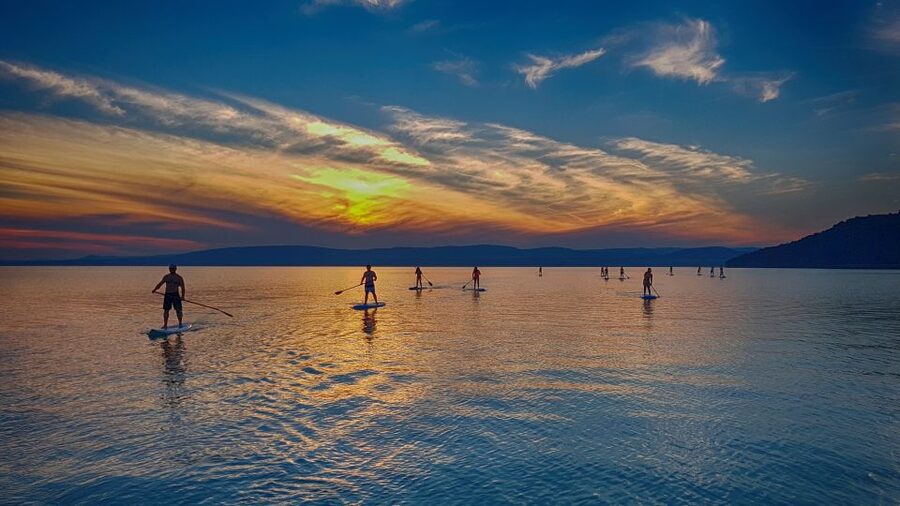 Lake Balaton: Sunset SUP Tour along the Tihany National Park - Swimming, resting, and taking photographs